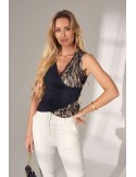 Elegant blouse with lace, black PR95011 - Online store - Boutique